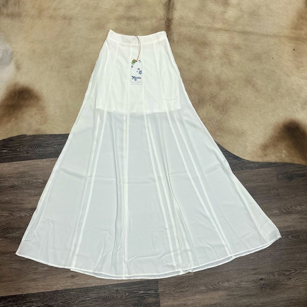 Show Me Your MuMu White Sheer A-Line Maxi Skirt